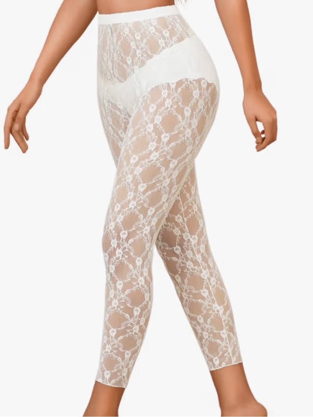 White rose lace gothic Knickers pants festival dress retro 80’s rockabilly capri